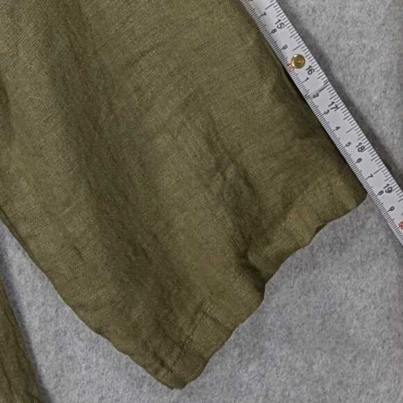 NWT Bellambra Italy Linen Dress M Olive Babydoll Tiered Roll Tab Oversized - Picture 6 of 15